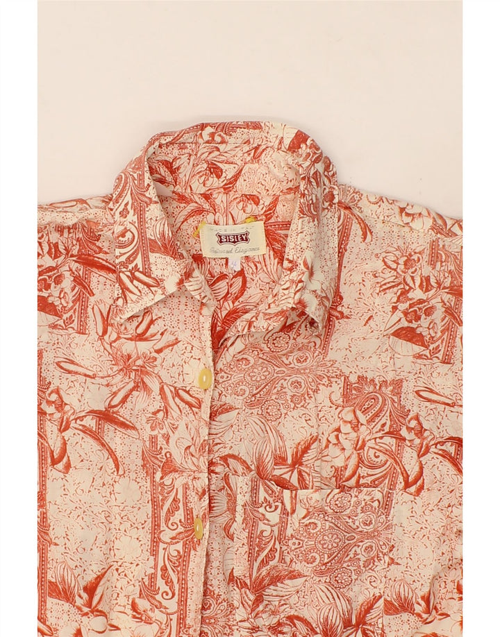 SISLEY Womens Short Sleeve Shirt IT 44 Medium Red Floral Vintage Sisley and Second-Hand Sisley from Messina Hembry 