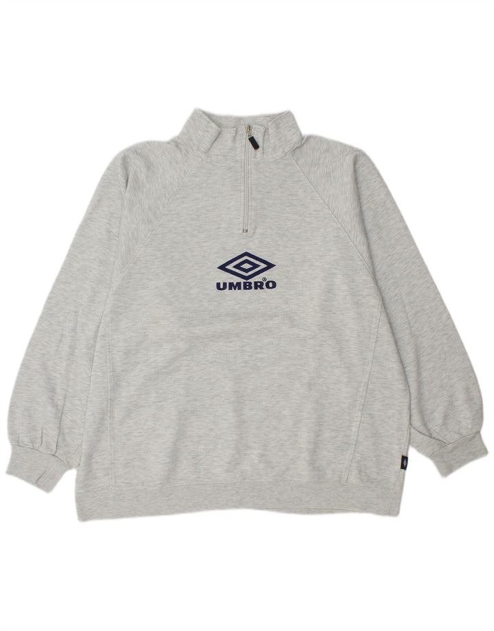 Umbro Herre Grafisk Zip Neck Sweatshirt Jumper Large Grå Flecked Bomuld
