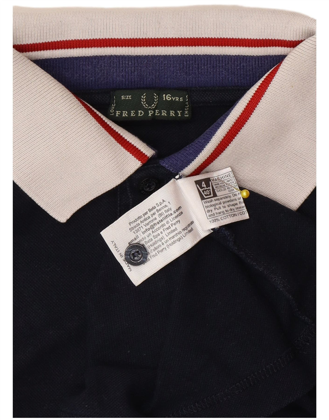 Fred Perry drenge poloshirt 15-16 år marineblå bomuld