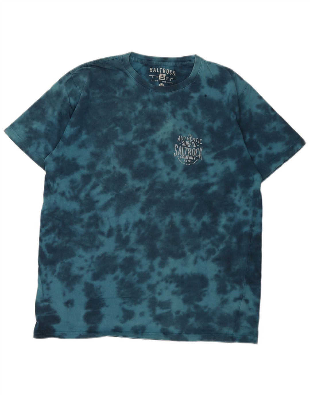Saltrock Herre grafisk T-shirt Top Medium Blue Tie Dye Bomuld
