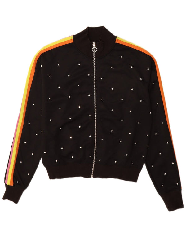 Topshop Dame Oversized træningsdragt Topjakke UK 6 XS Sort Plettet