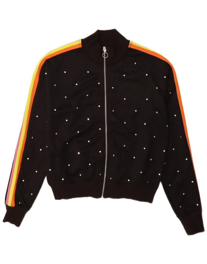 Topshop Dame Oversized træningsdragt Topjakke UK 6 XS Sort Plettet