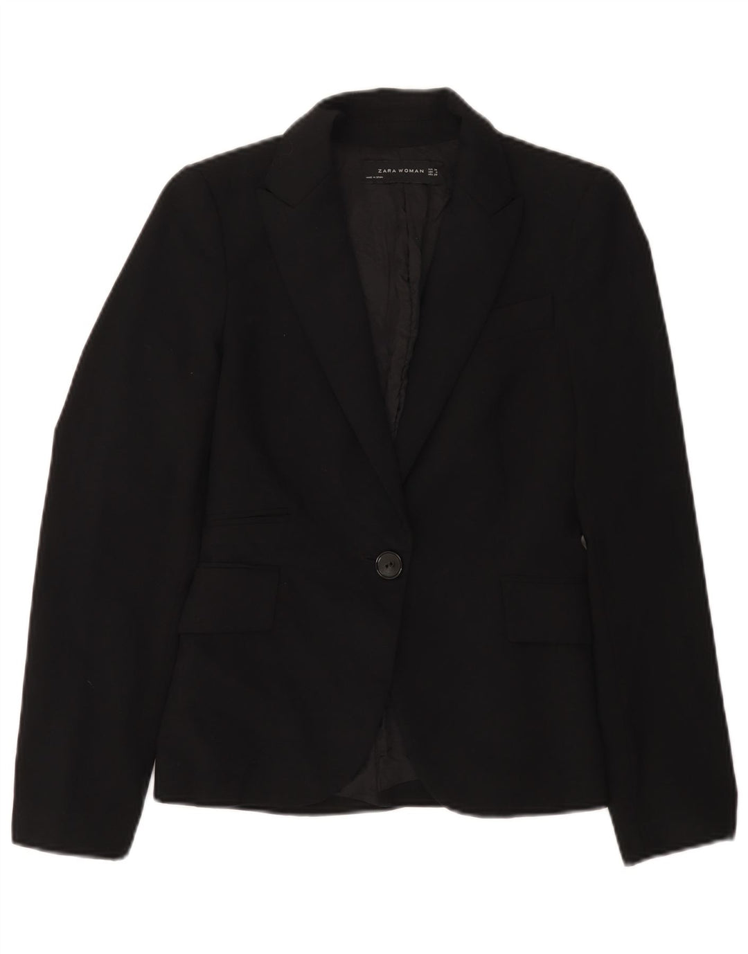 Zara Dame 1 Knap Blazer Jakke EU 34 2XS Sort
