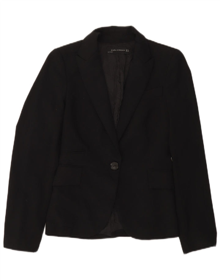 Zara Dame 1 Knap Blazer Jakke EU 34 2XS Sort