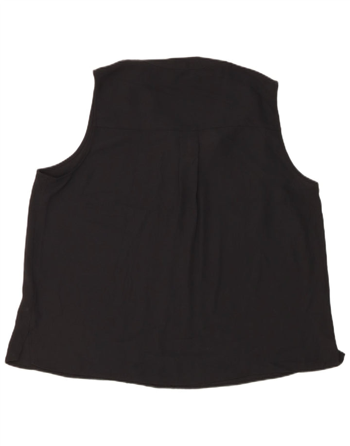 Marks & Spencer Dame ærmeløs bluse Top UK 20 2XL Sort Polyester