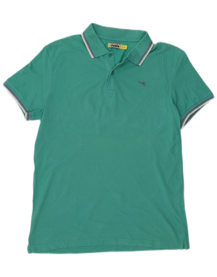 Diadora herre poloshirt Stor turkis bomuld