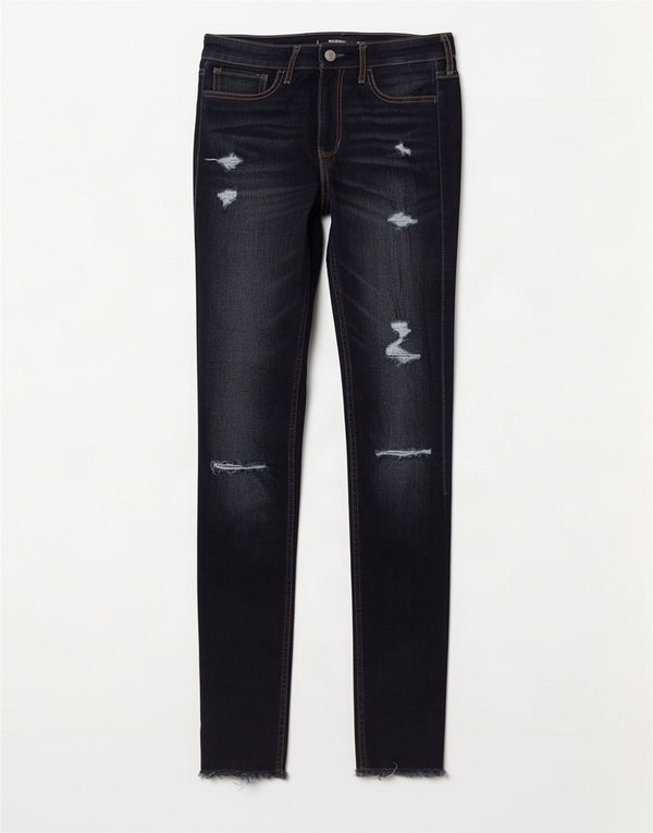 Hollister Dame Distressed Skinny Jeans US 3 XS W26 L30 Navy Blue