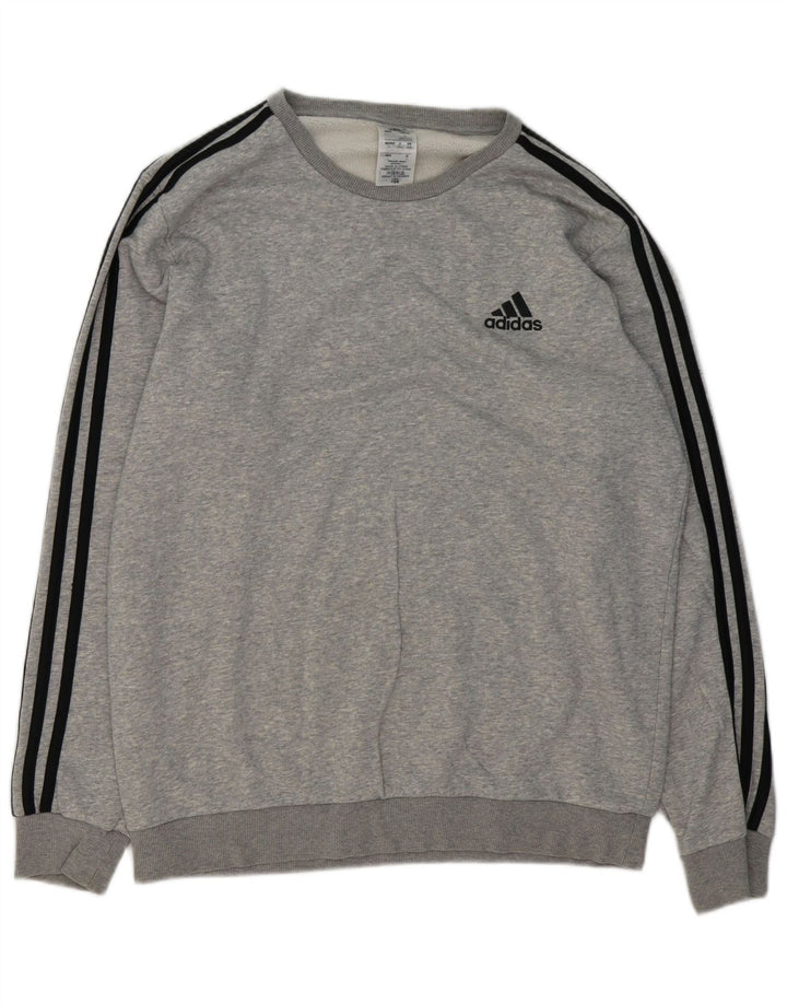 Adidas Sweatshirt-trøje til mænd, stor grå flækket bomuld