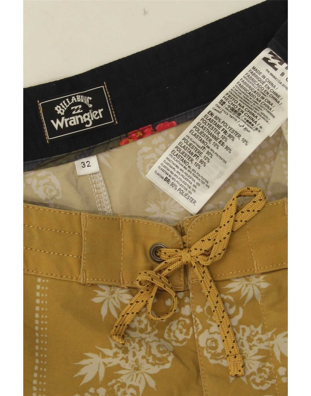 Wrangler Badeshorts til mænd, medium gul blomstret polyester