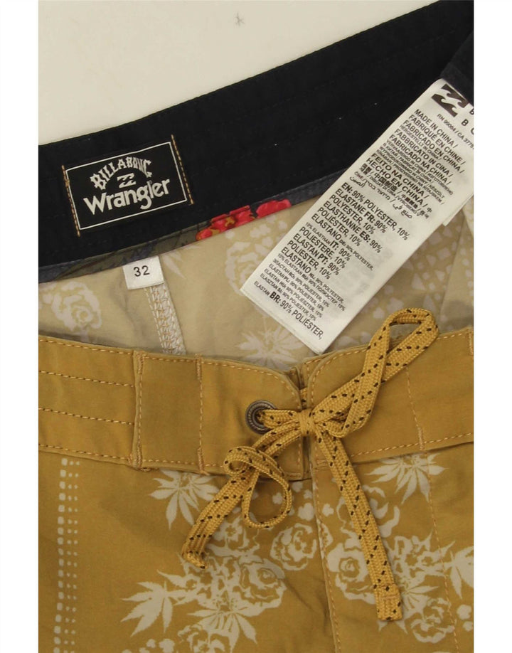 Wrangler Badeshorts til mænd, medium gul blomstret polyester