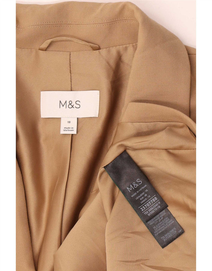 Marks & Spencer Dame 1-knaps blazerjakke UK 18 XL Beige Polyester