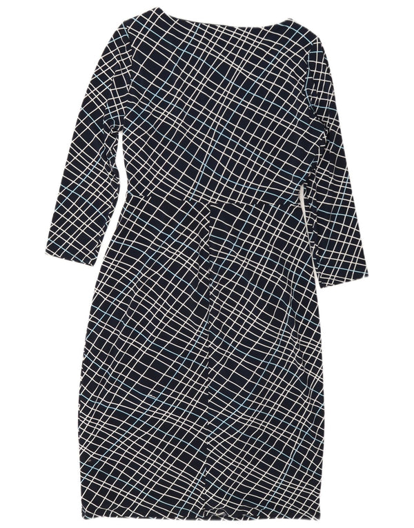 Laura Ashley Dame Langærmet Skede Kjole UK 12 Medium Navy Blue Check