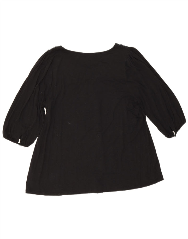 Marks & Spencer damebluse med 3/4 ærmer UK 20 2XL Sort viskose