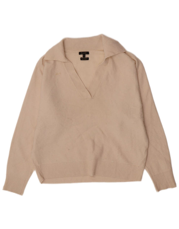 Massimo Dutti Womens Polo Neck Jumper Sweater UK 10 Small Off White