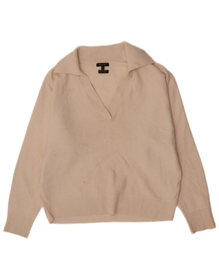 Massimo Dutti Dame Polo Neck Jumper Sweater UK 10 Small Off White
