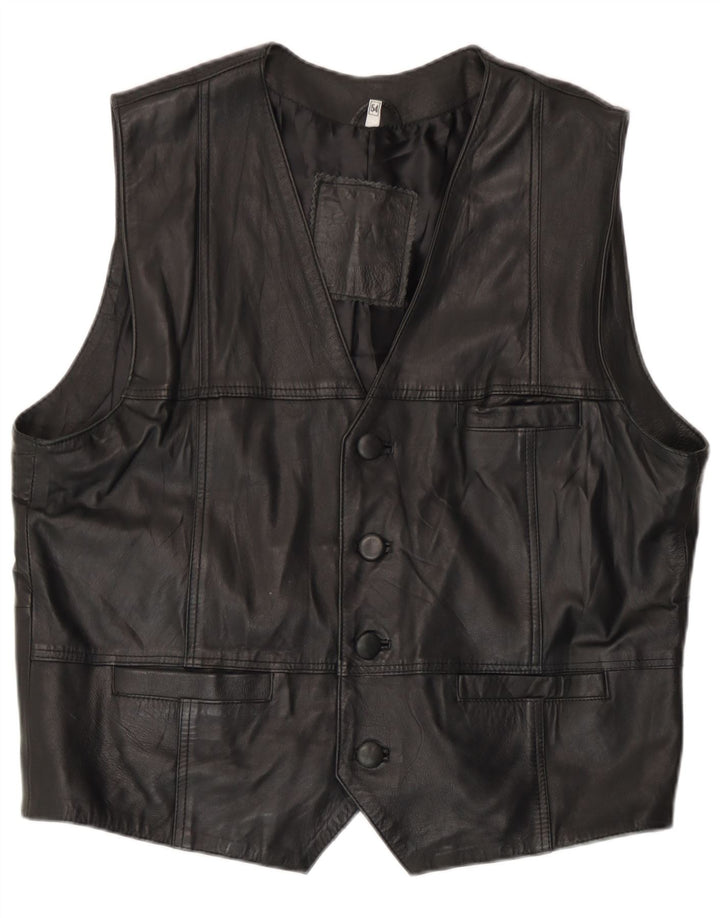 Vintage herre læder vest EU 54 XL sort læder