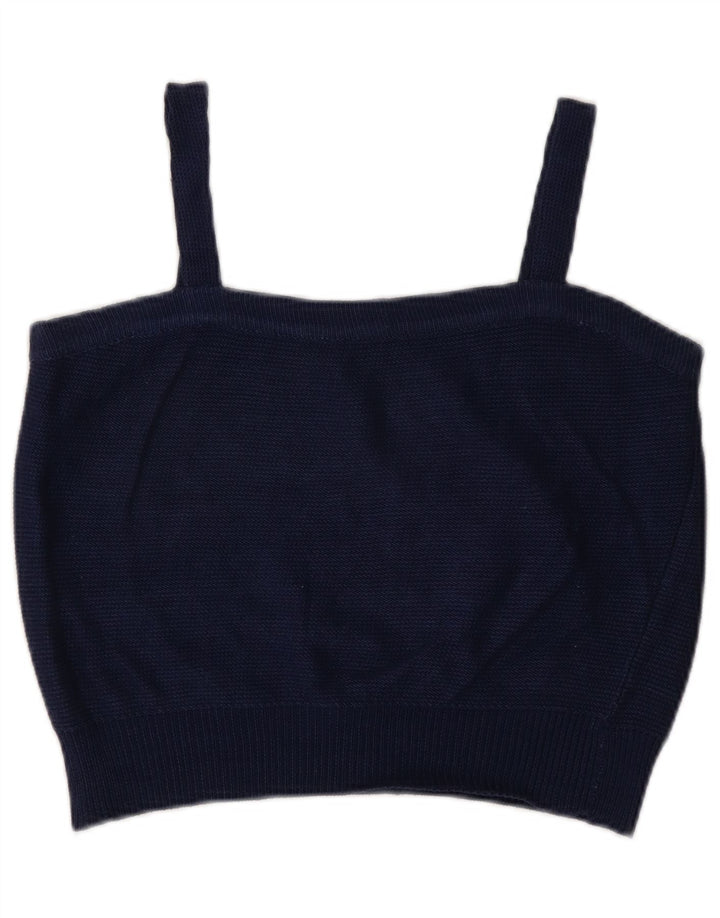 Vintage Dame Crop Cami Top UK 14 Medium Navy Blue