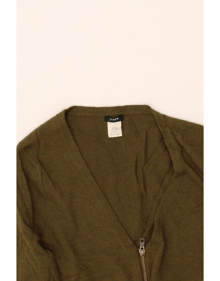J. CREW Womens Cardigan Sweater UK 14 Large Khaki Wool Vintage J. Crew and Second-Hand J. Crew from Messina Hembry 