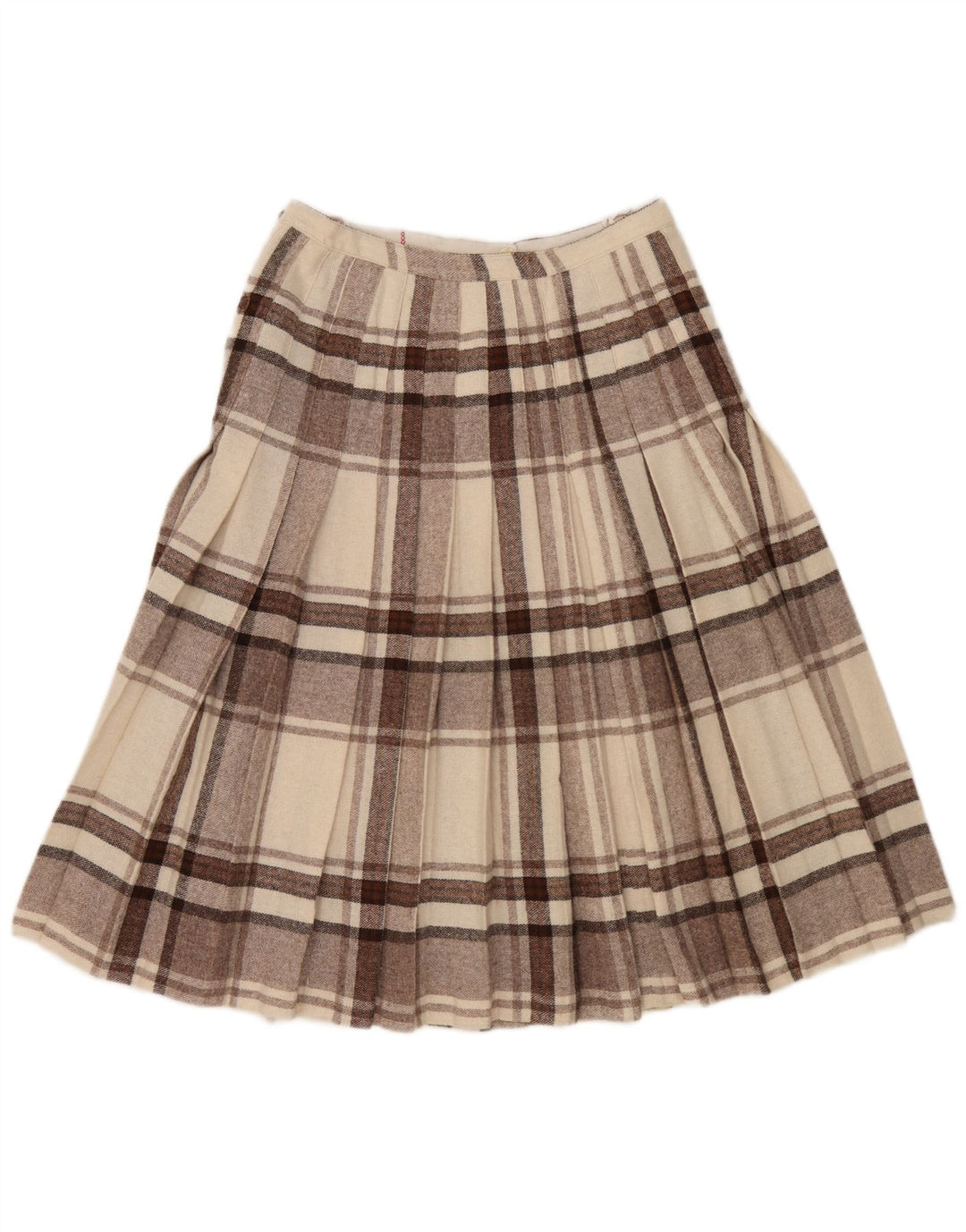 Vintage Kvinder Kilted Wrap Nederdel W28 Medium Brown Check