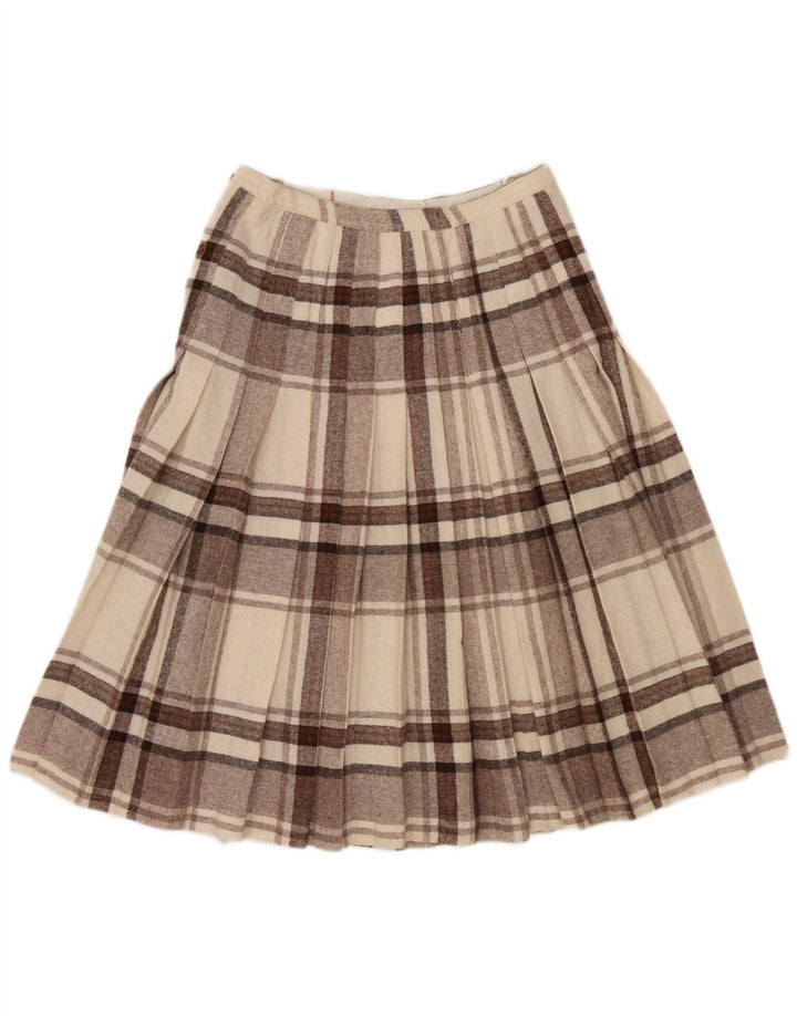 Vintage Kvinder Kilted Wrap Nederdel W28 Medium Brown Check