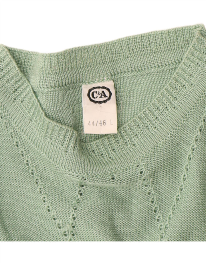 C&A Dame sweater med rund hals EU 44/46 XL Grøn Argyle/Diamant