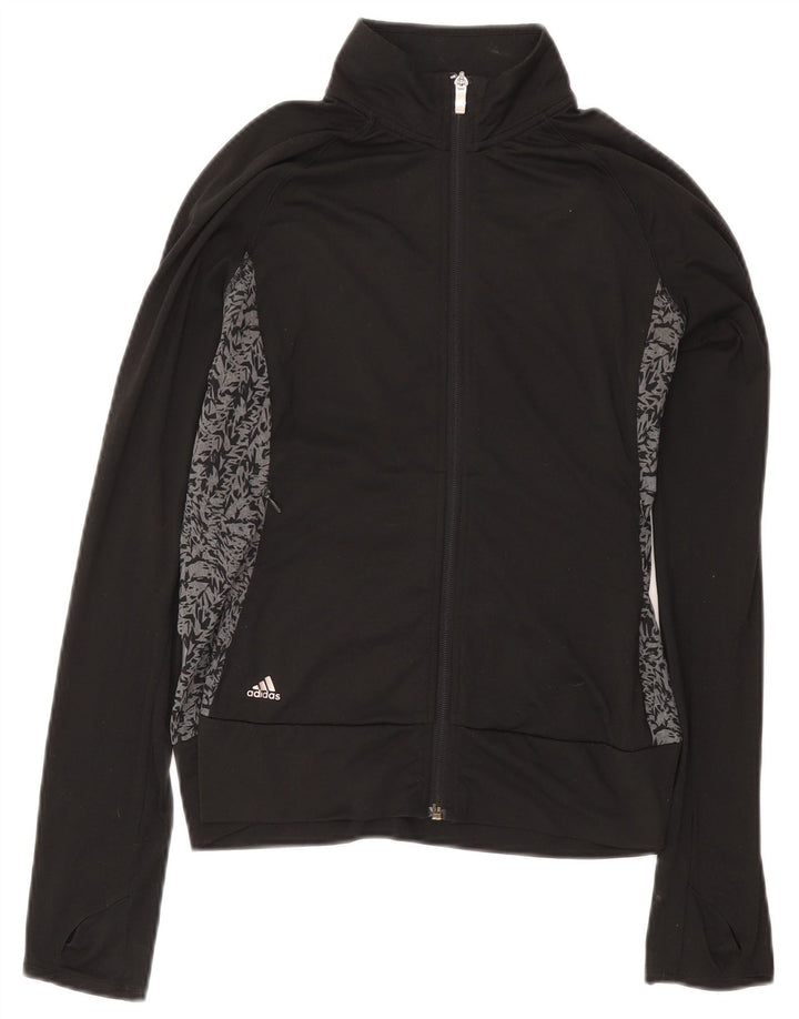 Adidas kvinders abstrakt mønster træningsdragt topjakke UK 10 Small Black