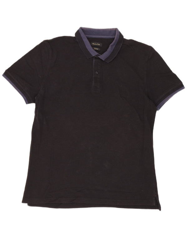 Massimo Dutti Herre Casual Fit Polo Shirt XL Sort Colourblock