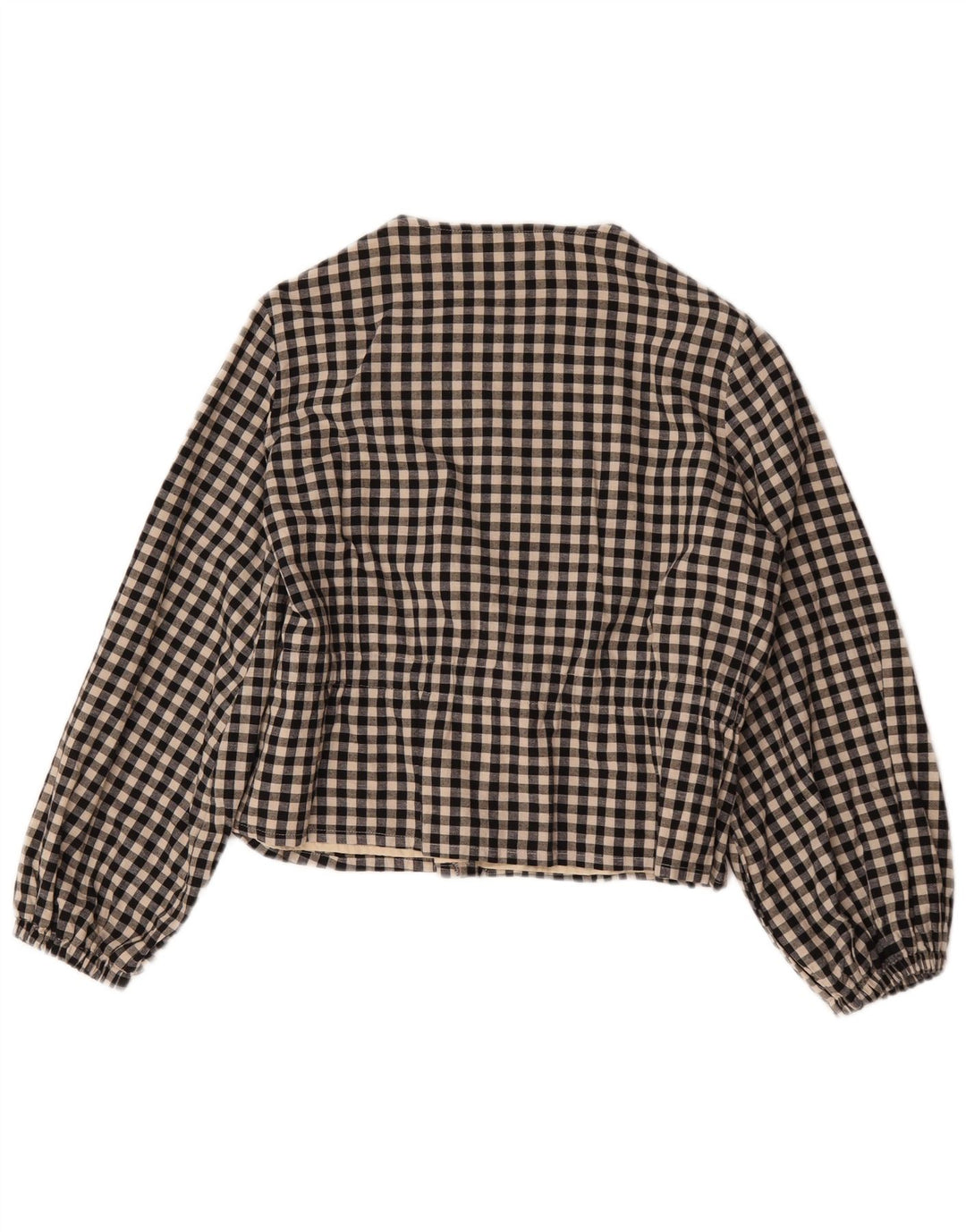 Zara Womens Bomber Jacket UK 16 Large Black Gingham Cotton