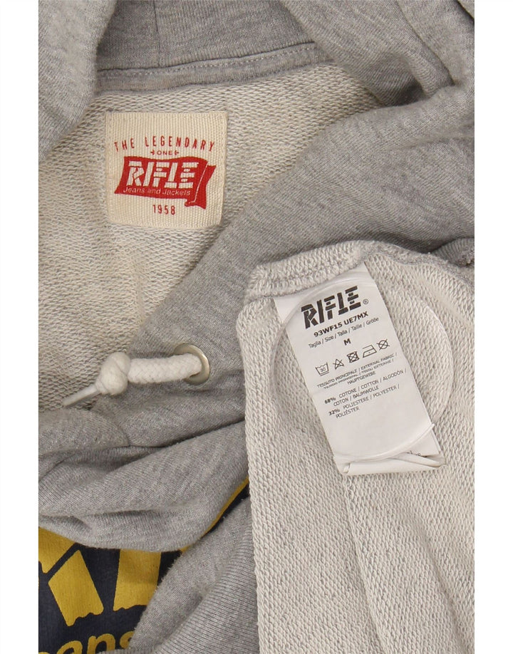 RIFLE Womens Graphic Hoodie Jumper UK 14 Medium Grey Cotton Vintage Rifle and Second-Hand Rifle from Messina Hembry 