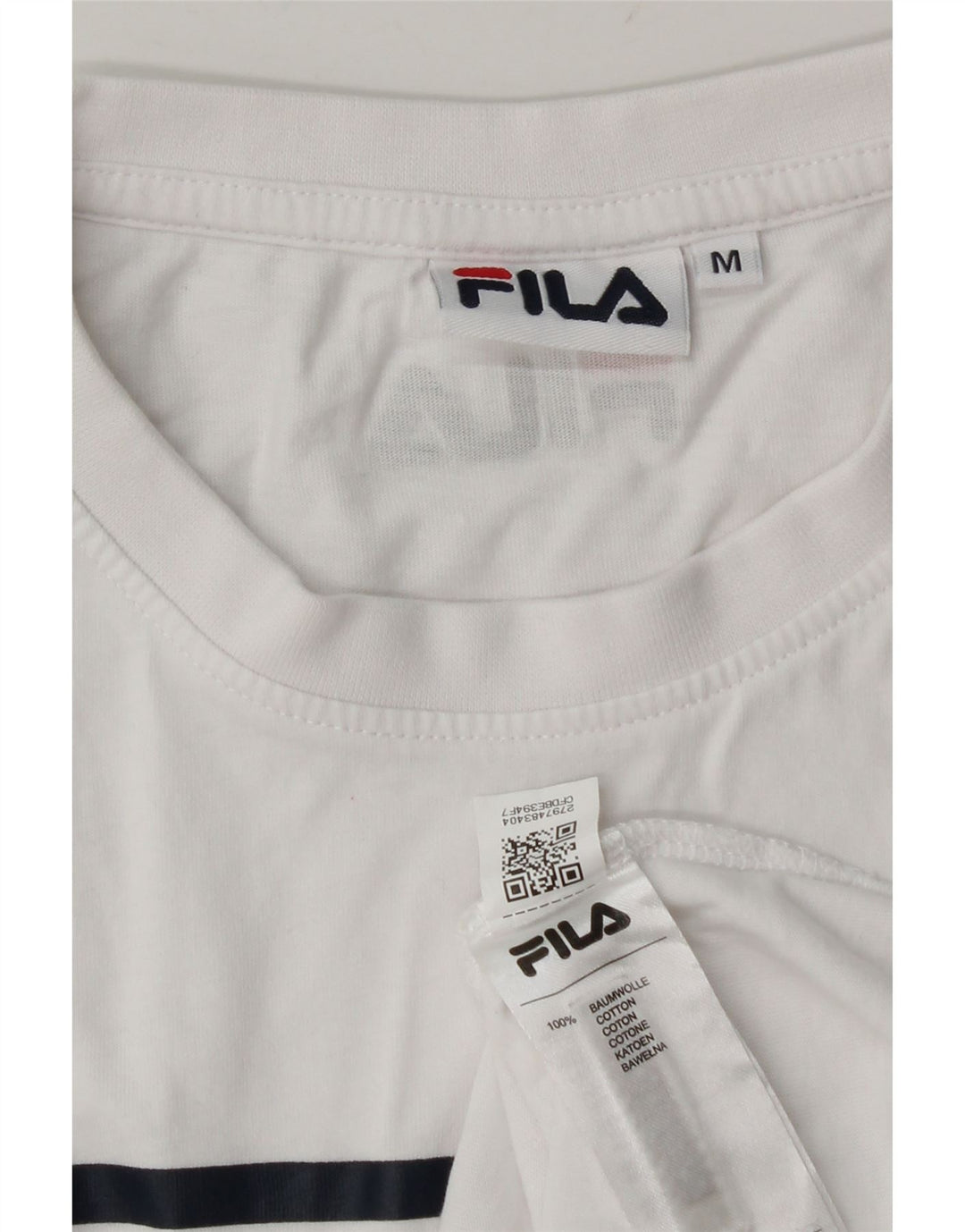 Fila Herre Grafisk T-Shirt Top Medium Hvid Bomuld