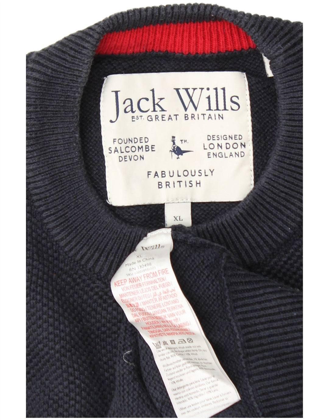 JACK WILLS Dame sweater med rund hals DK 18 XL marineblå bomuld