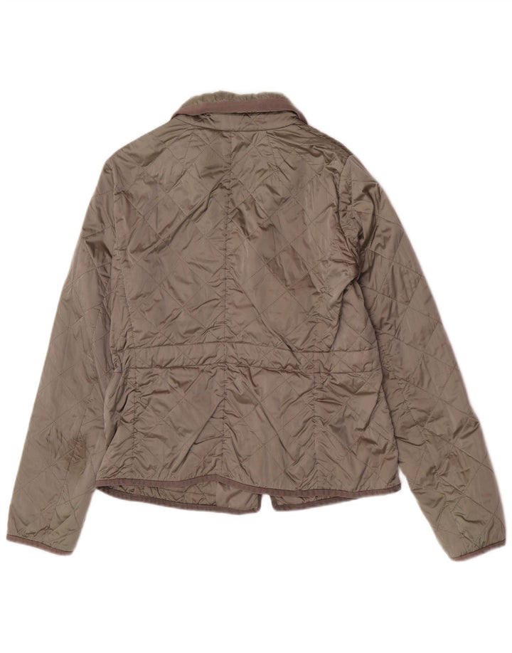 Max Mara Quiltet jakke til kvinder UK 10 Small Khaki Polyester