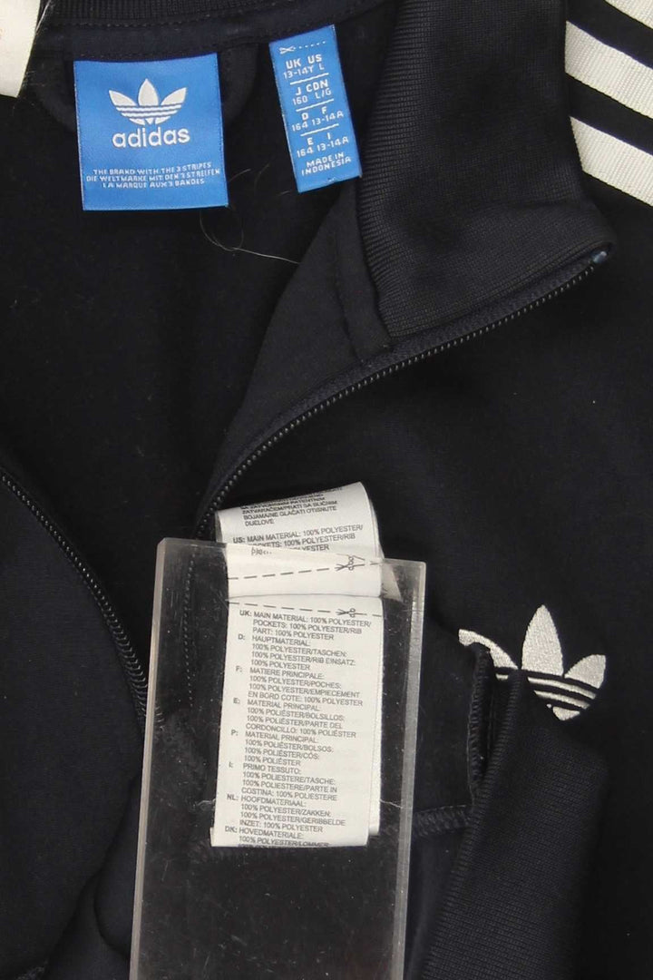 ADIDAS Boys Tracksuit Top Jacket 13-14 Years Navy Blue Colourblock