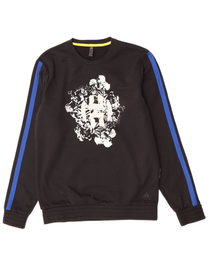 Adidas Herre grafisk sweatshirt Jumper Medium Sort Colourblock Polyester