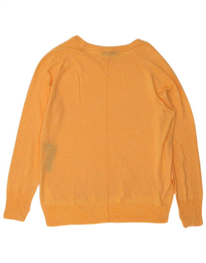 Zara Dame Oversized Boat Neck Jumper Sweater UK 10 Small Orange Viscose
