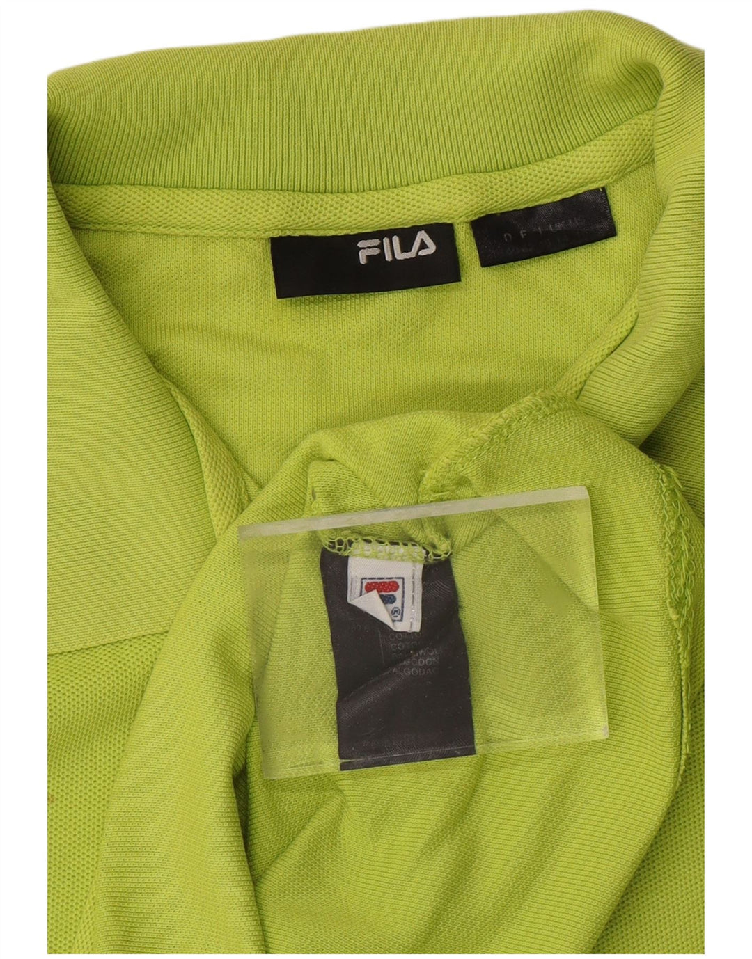 FILA Womens Crop Polo Shirt UK 14 Large Green Bomuld