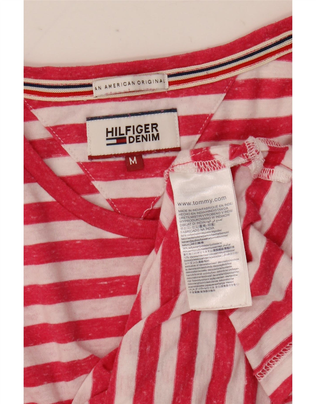 Tommy Hilfiger Herre T-shirt Top Medium rødstribet bomuld
