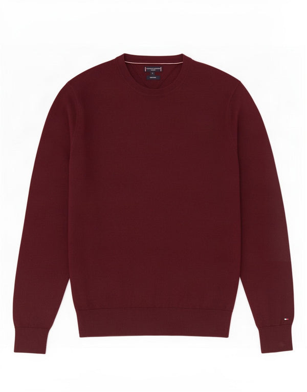 Tommy Hilfiger Herre Crew Neck Jumper Sweater XL Burgundy Wool