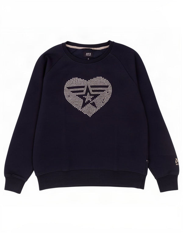 Avirex Dame Grafisk Sweatshirt Jumper UK 18 XL Navy Blue Polyester