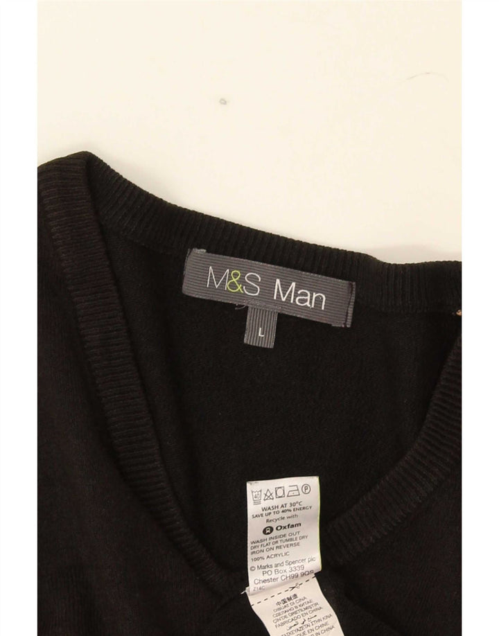 Marks & Spencer Herre V-hals sweater Stor sort akryl