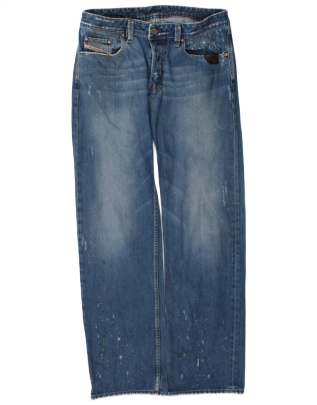 Diesel Herre Distressed Straight Jeans W34 L34 Blå Bomuld