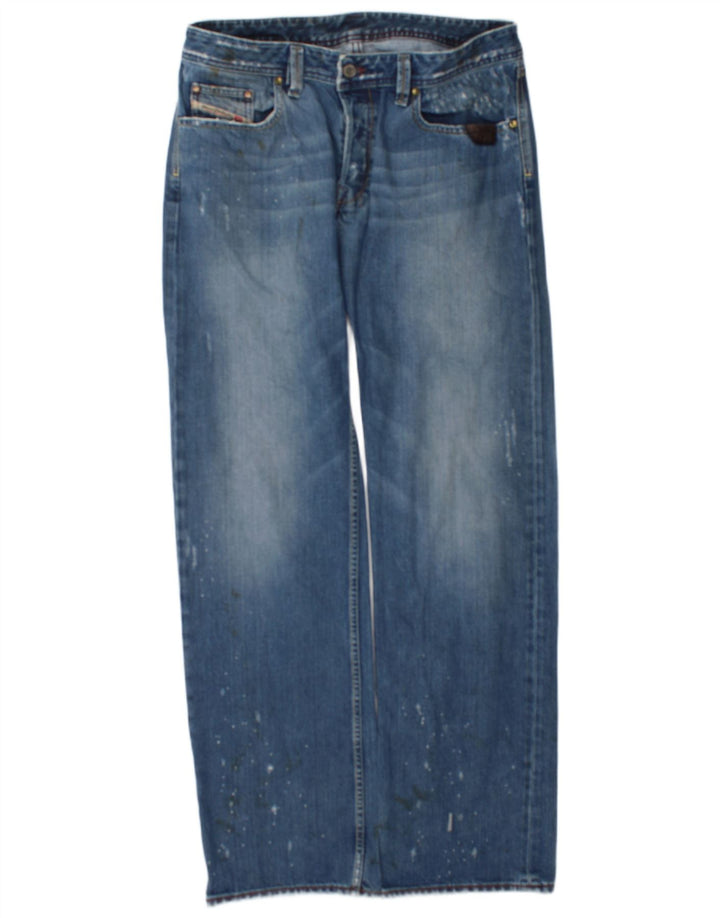Diesel Herre Distressed Straight Jeans W34 L34 Blå Bomuld