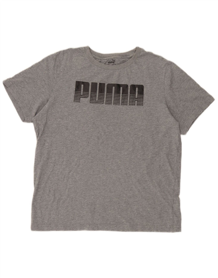 Puma Herre grafisk T-shirt Top Medium Grey Flecked Bomuld