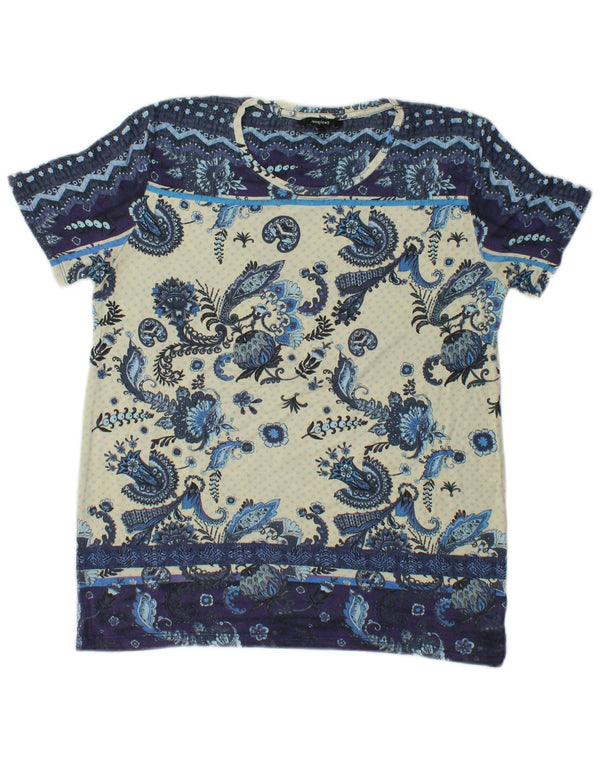 Desigual Dame T-Shirt Top UK 10 Small Blue Paisley