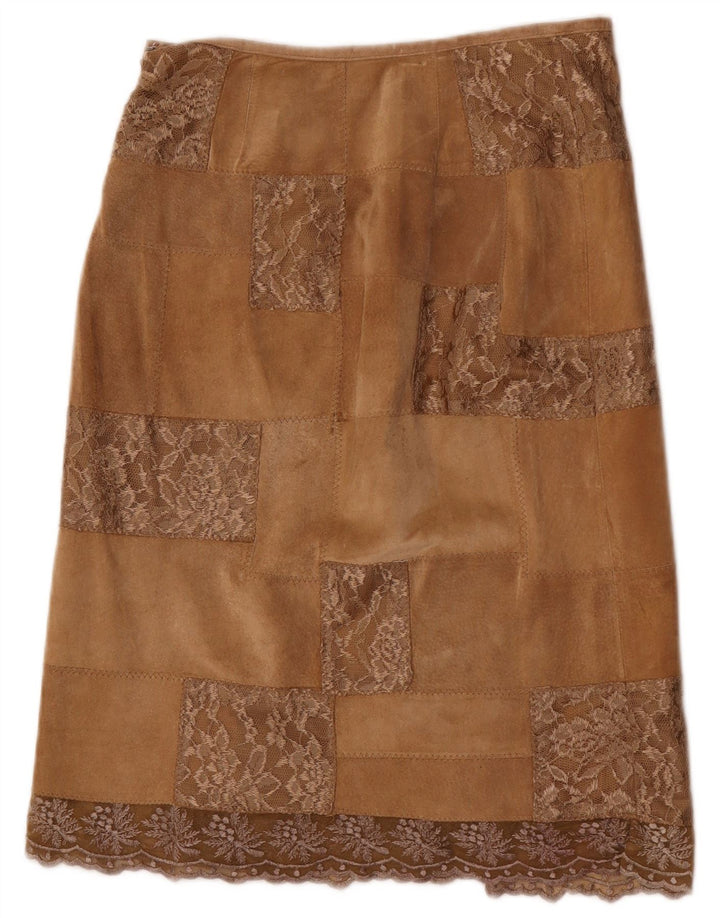 Derby Dame Ruskind Nederdel Small W28 Beige Patchwork Læder