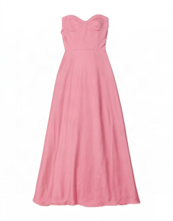 Zara Dame Maxi Stropløs Kjole UK 4 XS Pink