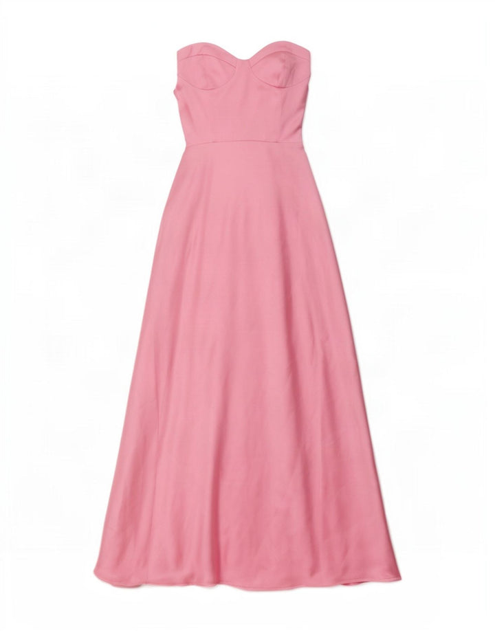 Zara Dame Maxi Stropløs Kjole UK 4 XS Pink