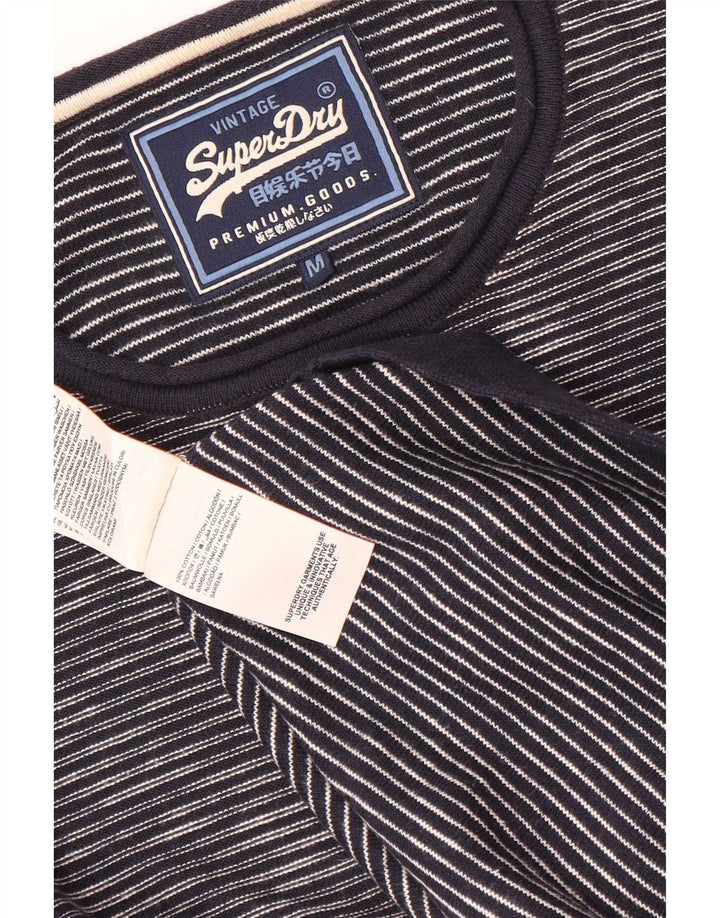 Superdry sweater med rund hals til mænd Medium marineblå nålestribet bomuld