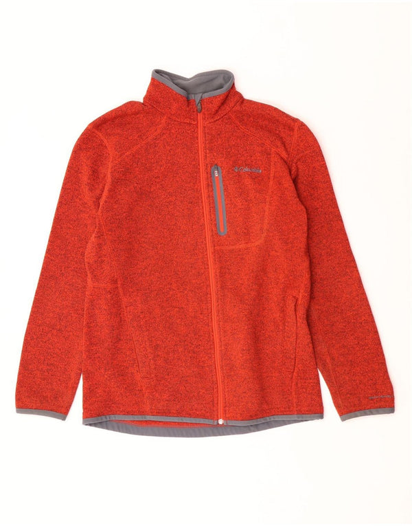 Columbia herre cardigan sweater stor orange flækket polyester