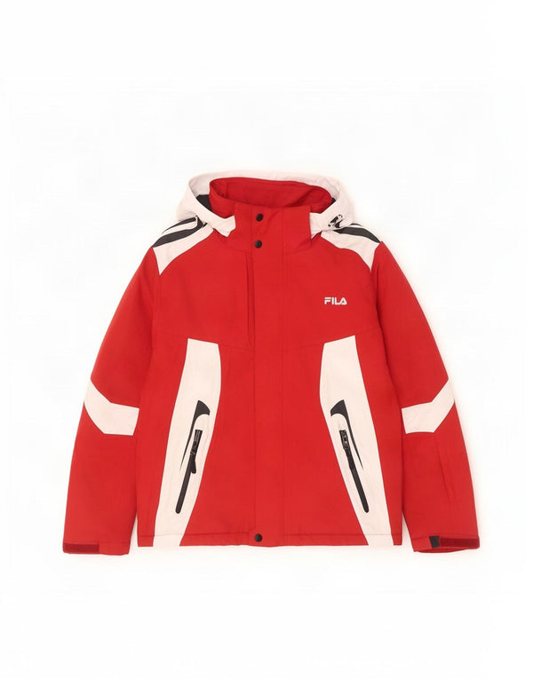 Fila Herre Hætte Loose Fit Skijakke UK 34 XS Rød Colourblock Polyester